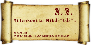 Milenkovits Nikétás névjegykártya